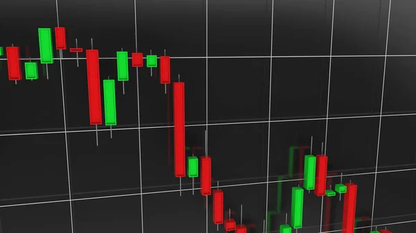 3D Stock Market Chart, forex trading chart, red and green bitcoin Going up and down. Animation of Japanese Candlestick. Financial Statistics. Analytics. on dark background