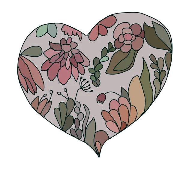 Vektor Herz mit Blüten rosa und grün — Stockvektor