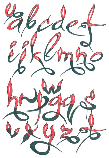 Puntig Zwart Rood Lettertype Voor Het Maken Van Creatieve Inscripties — Stockfoto