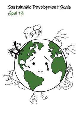 for Sustainable Development Goals GOAL13 simple 2 colors illustration, Southern hemisphere clipart