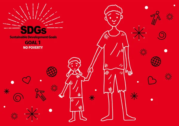 SDG hedefi 1 ve İngilizce metin için el çizimi