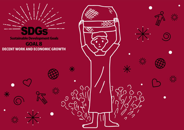 hand drawing simple illustration for Sustainable Development Goals goal 8