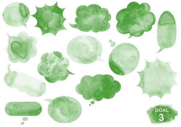 Duurzame Ontwikkeling Doelen Doel Afbeelding Aquarel Tekstballon Set — Stockvector
