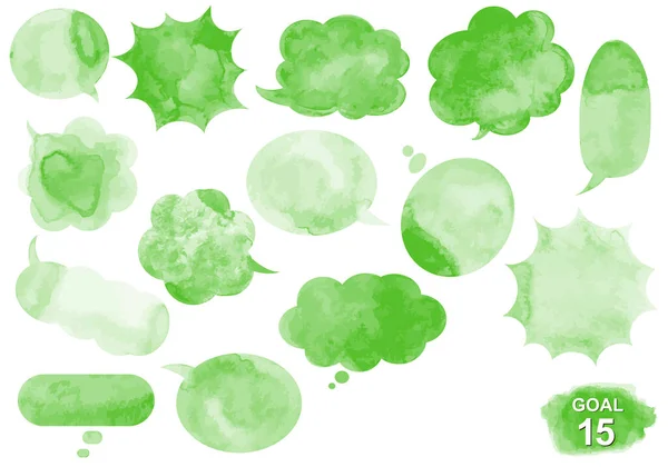 Duurzame Ontwikkeling Doelstellingen Doel Afbeelding Aquarel Tekstballon Set — Stockvector