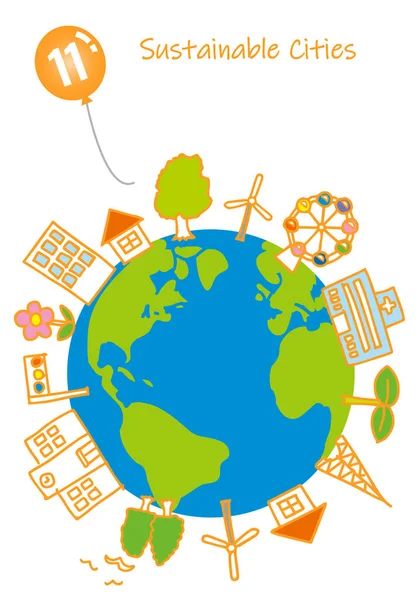 SUSTAINable CITES Basit dokunmatik illüstrasyon 11 Güney