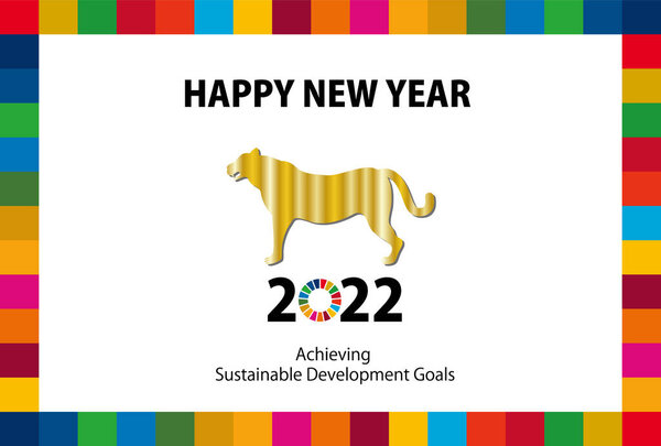 Achieving Sustainable Development Goals Image New Year Card 2022 — Stock Vector