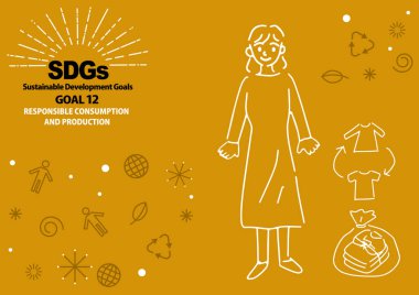  SDG hedefi 12 Sürdürülebilir Moda İngilizcesi için el çizimi