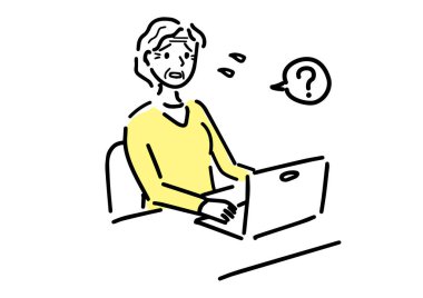 PC kullanan yaşlı kadın sorunları