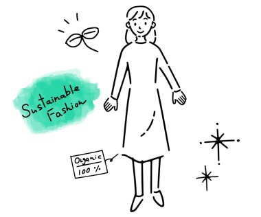 Sürdürülebilir canlı illüstrasyonu için sürdürülebilir moda