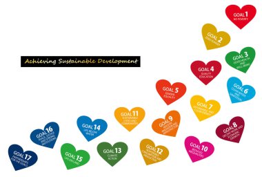 Sustainable Development Goals image heart shape line icon set ENGLISH clipart