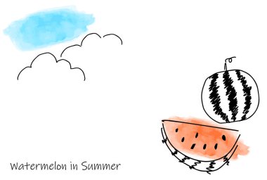 Basit dokunuş karpuz ve gökyüzü çerçevesi