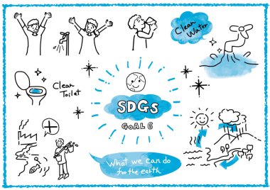 Sürdürülebilir Geliştirme Hedefleri resim el çizimi hedef 6