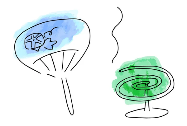 Papier Ventilator Mug Spoel Japans Zomer Illustratie — Stockvector