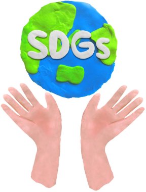 Sustainable development goals  image Hands and the earth clay art  clipart