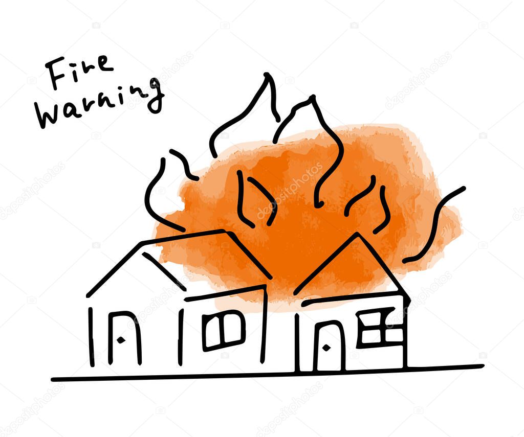 Fire warning simple touch illustration