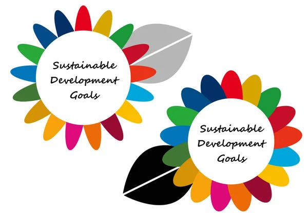 持続可能な開発目標画像17色の花のアイコンセット — ストックベクタ