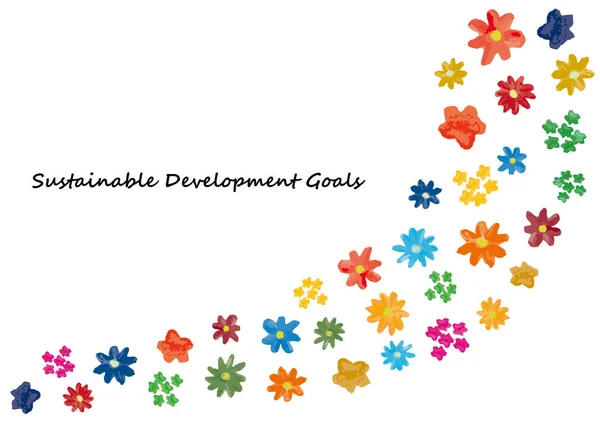 持続可能な開発目標画像水彩17色の花のライン — ストックベクタ