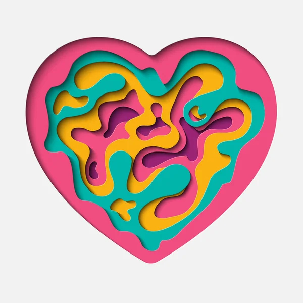 Abstract Deep Heart Background Paper Cut Style 검사기 — 스톡 벡터