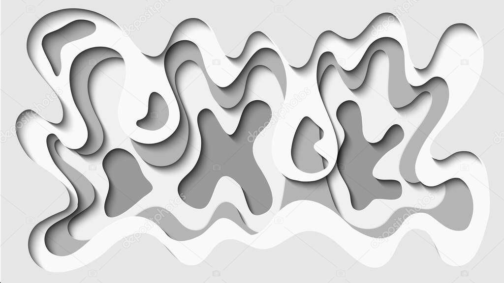 White 3D Abstract Background vector with Deep Paper Cut Style