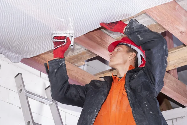 Installation of a vapor barrier — Stock Photo, Image