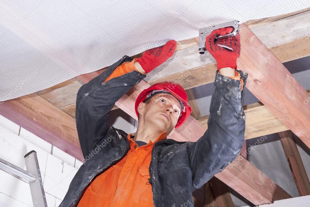 Installation Of A Vapor Barrier Stock Photo C Mkuchina