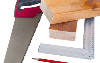 two sawn boards and tools
