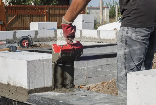 Aerated concrete masonry — Stock Photo, Image