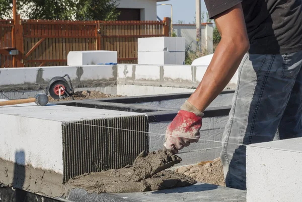 Aerated concrete masonry — Stock Photo, Image