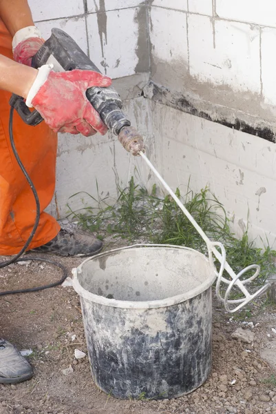 Mixer attachment on a drill — Stock Photo, Image