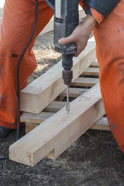 Drilling wood — Stock Photo, Image