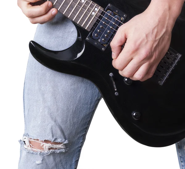 Elektro gitar ve kot pantolon — Stok fotoğraf