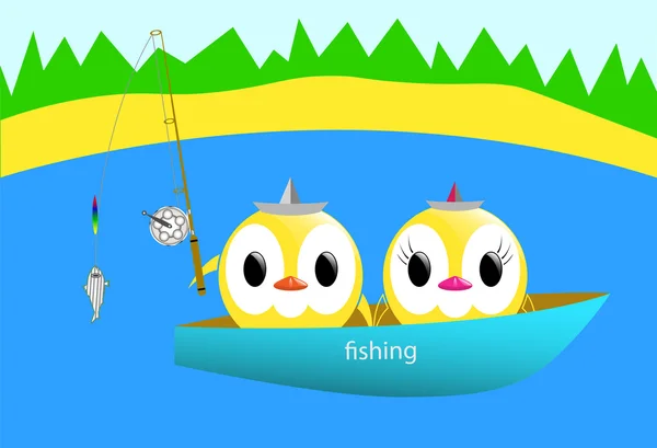 Poulets vecteurs pêche — Image vectorielle