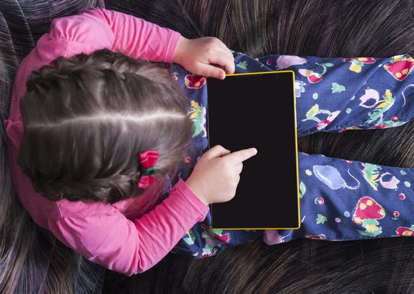 Girl and tablet — Stock Photo, Image