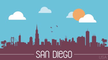 San Diego manzarası siluet vektör çizim