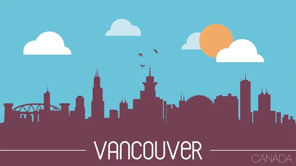 Vancouver Kanada manzarası siluet — Stok Vektör