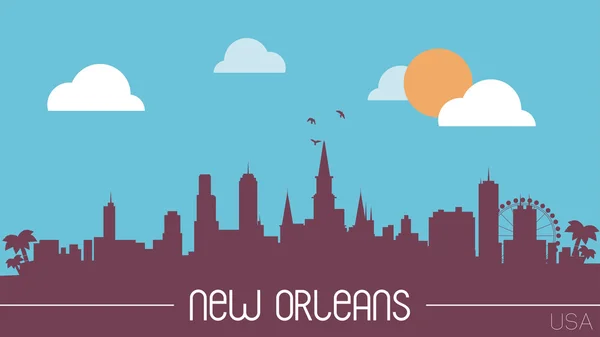 New Orleans ABD skyline siluet — Stok Vektör