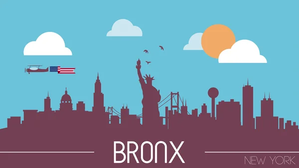Siluetta dell'orizzonte di Bronx Usa — Vettoriale Stock