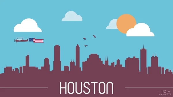 Houston Usa panoramę sylwetka — Wektor stockowy