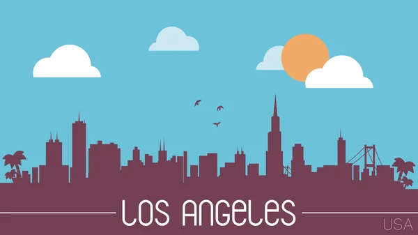 Los Angeles manzarası siluet vektör çizim — Stok Vektör