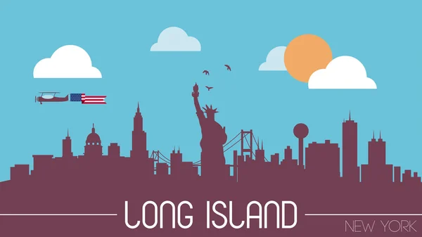 Long Island manzarası siluet vektör çizim — Stok Vektör