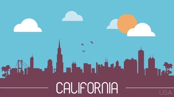 Illustrazione vettoriale della sagoma dello skyline della California — Vettoriale Stock