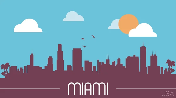 Miami skyline silhouette vector illustration — Stock Vector