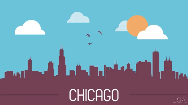 Chicago skyline silhouette vector illustration — Stock Vector