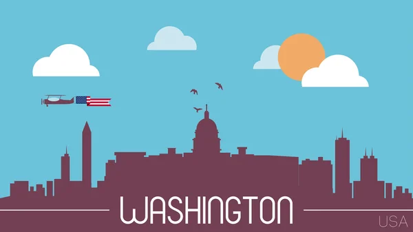 Washington skyline silhouette vettoriale illustrazione — Vettoriale Stock