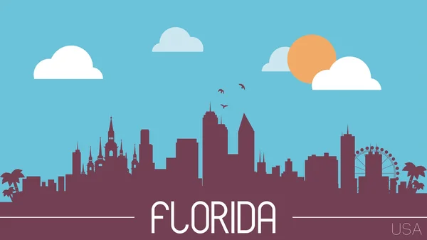 Florida Panorama silueta vektorové ilustrace — Stockový vektor