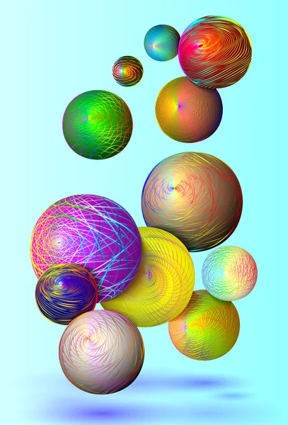 Абстрактный Фон Падающими Шарами Векторная Иллюстрация Разноцветными Трехмерными Шариками Красочным Векторная Графика