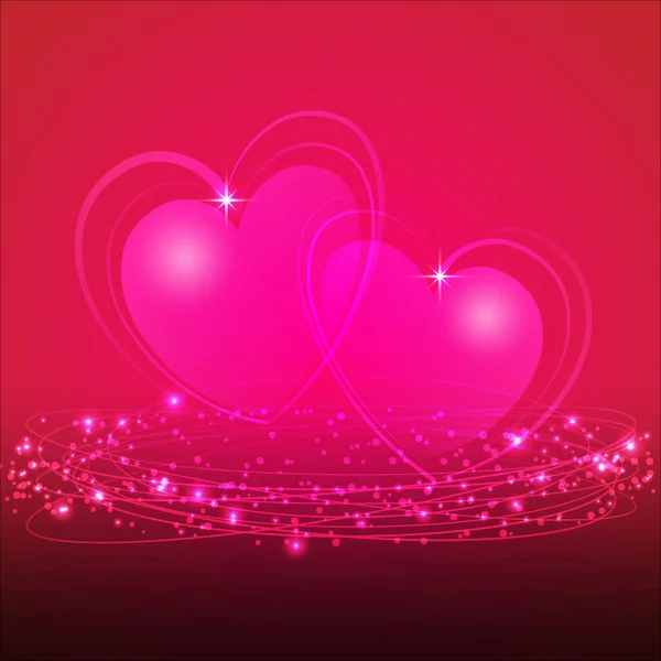 Feliz Día San Valentín Corazones Abstractos Fondo Luces Neón Girando — Archivo Imágenes Vectoriales