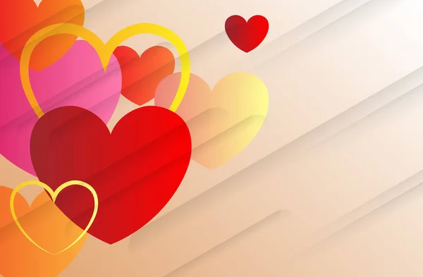 Joyeuse Saint Valentin Fond Des Cœurs Avec Des Ombres Géométriques — Image vectorielle