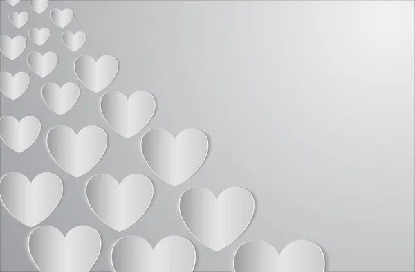 情人节 红心是用灰色背景的剪纸做成的 具有切割心脏的抽象背景的矢量图解 假期明信片 — 图库矢量图片