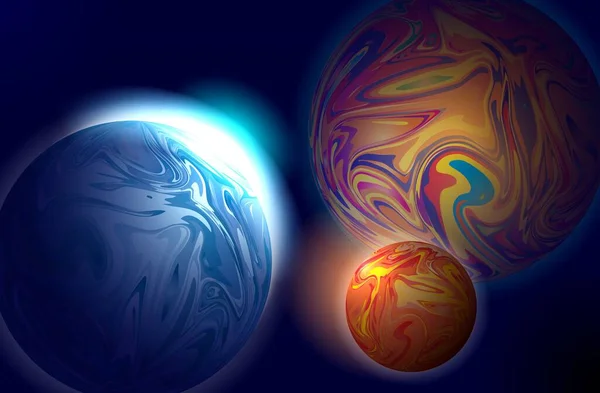 Fundalul Abstract Planetelor Din Spaţiul Cosmic Ilustrație Vectorială Abstractă Planetelor — Vector de stoc